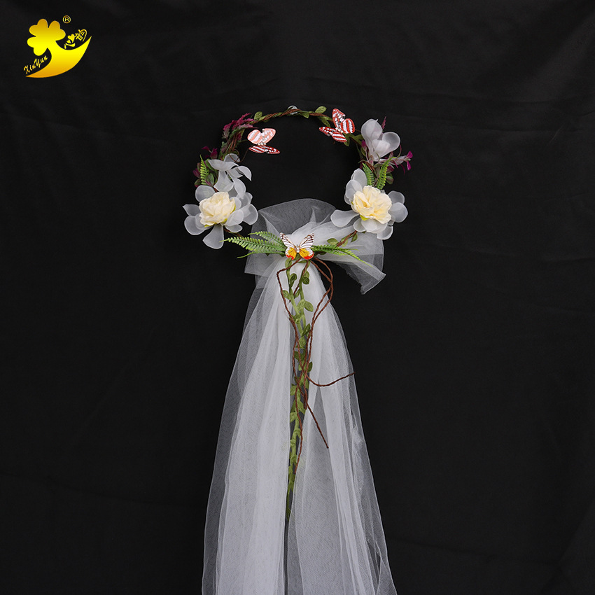 Wholesale forest-themed bridal wreath headscarves, mesh headwear, seaside photo headwear, 2018 new butterfly and cherry blossom headscarves pic 9
