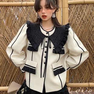 2022春新款复古英伦风不对称军绿色西装外套宽松垫肩西服女AS023详情10