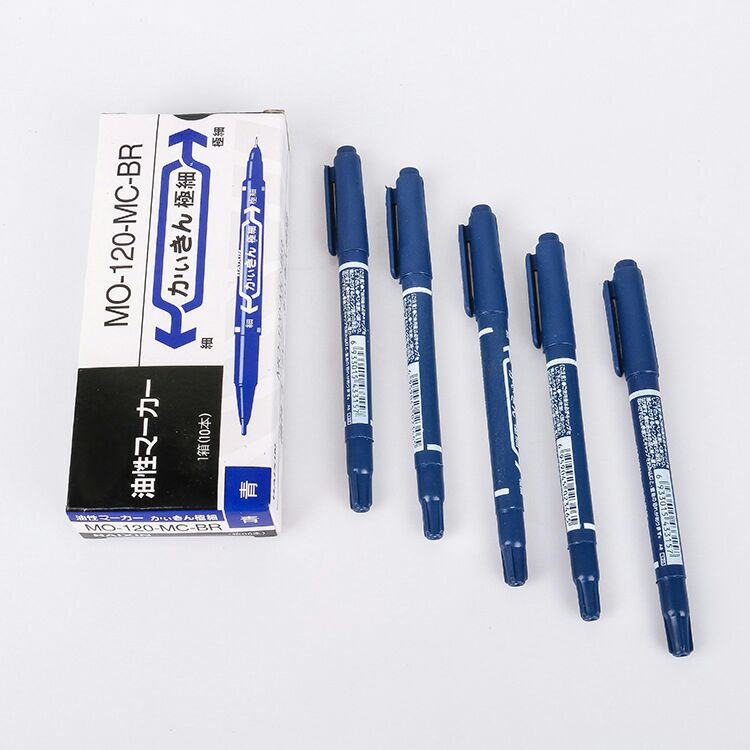 Box-packed double-headed marker pens, student stationery, office supplies, double water-based oil-based pens, marking, outlining pens, black writing pic 6