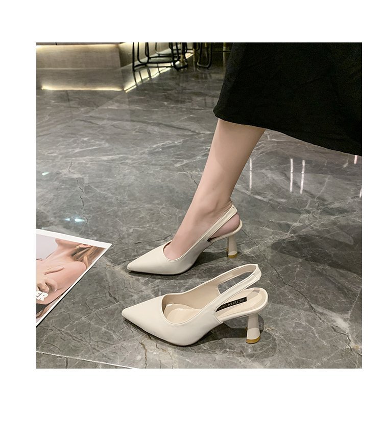 2023春夏季新款尖头高跟鞋女细跟包头凉鞋后空浅口单鞋女详情20
