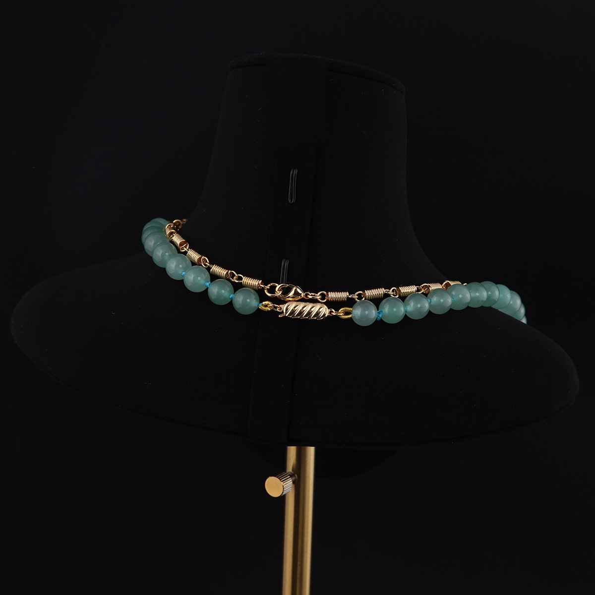 中古vintage高级感时尚小众设计青岛工厂批发祖母绿双层项链女款详情5