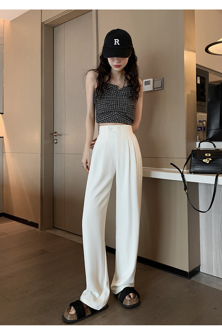 现货厂家批发 西装裤女2024新款高腰垂感阔腿裤宽松显瘦窄版 长裤详情45