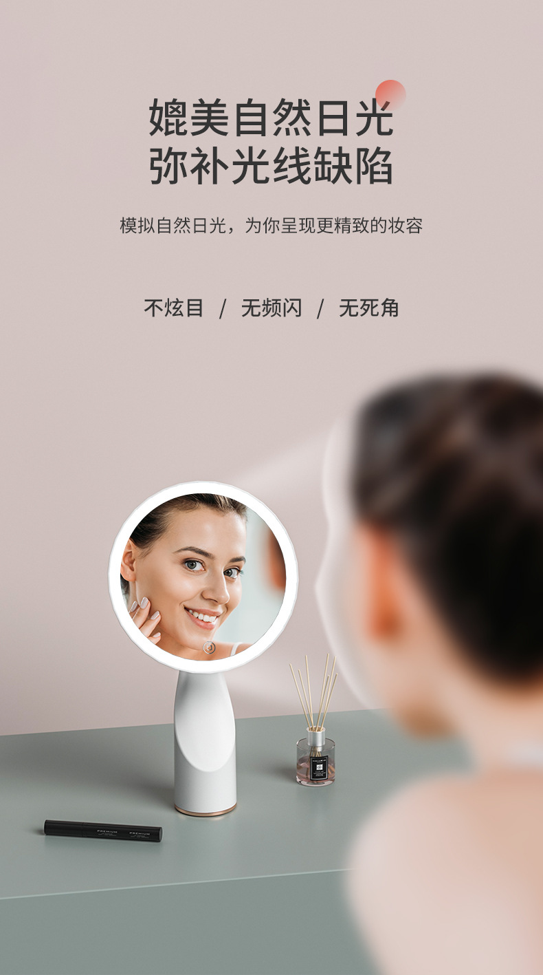 Yiwu factory USB gift dressing mirror with led makeup mirror with light, new desktop folding supplementary light small mirror pic 5