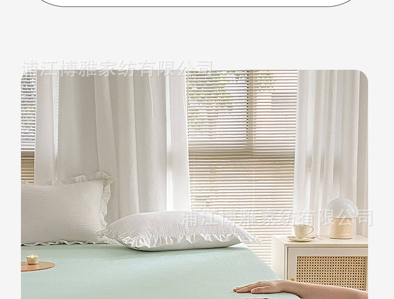 High-quality, simple cartoon ins pure cotton solid color embroidered bed covers, pure cotton mattress protective covers, bedspreads, single item wholesale pic 25