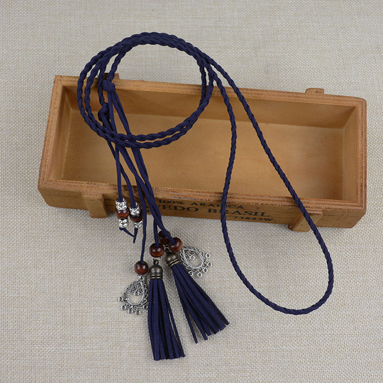 新民族风纯手工装饰腰带女细流苏百搭连衣裙时尚简约编织腰链腰绳详情3