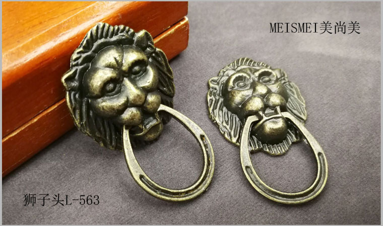 29*48mm alloy door handle, antique bronze lion head handle, cabinet door handle, home decoration hardware handle pic 9