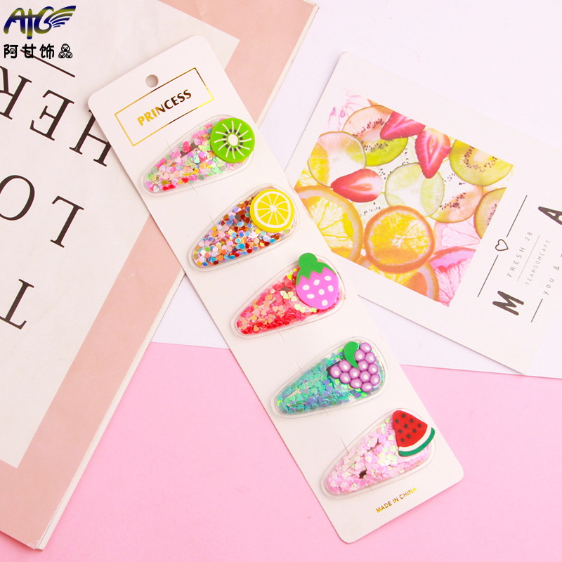 韩式网红一字夹袋装发夹女可爱头饰简约黑色发卡波浪夹子儿童发饰详情25