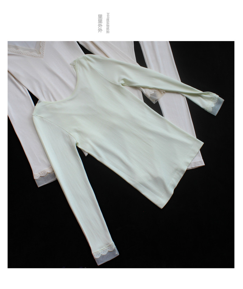 秋衣秋裤女薄款套装保暖内衣女不加绒蕾丝低胸单层性感打底线衣裤详情19