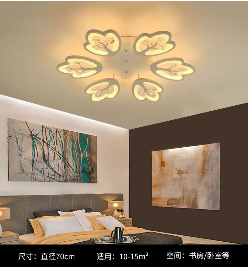 Modern led crystal ceiling lamps, simple and warm living room lamps, bedroom lamps, creative and personalized lighting fixtures, remote control lamps wholesale pic 10
