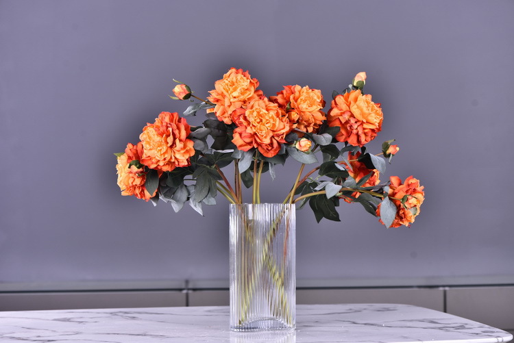 Factory direct sales of 2 simulated peonies, retro charred edge simulated peonies, soft decoration floral art for living rooms, lobbies and homestays pic 18