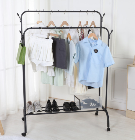 黑白色可移动双杆挂衣架详情5