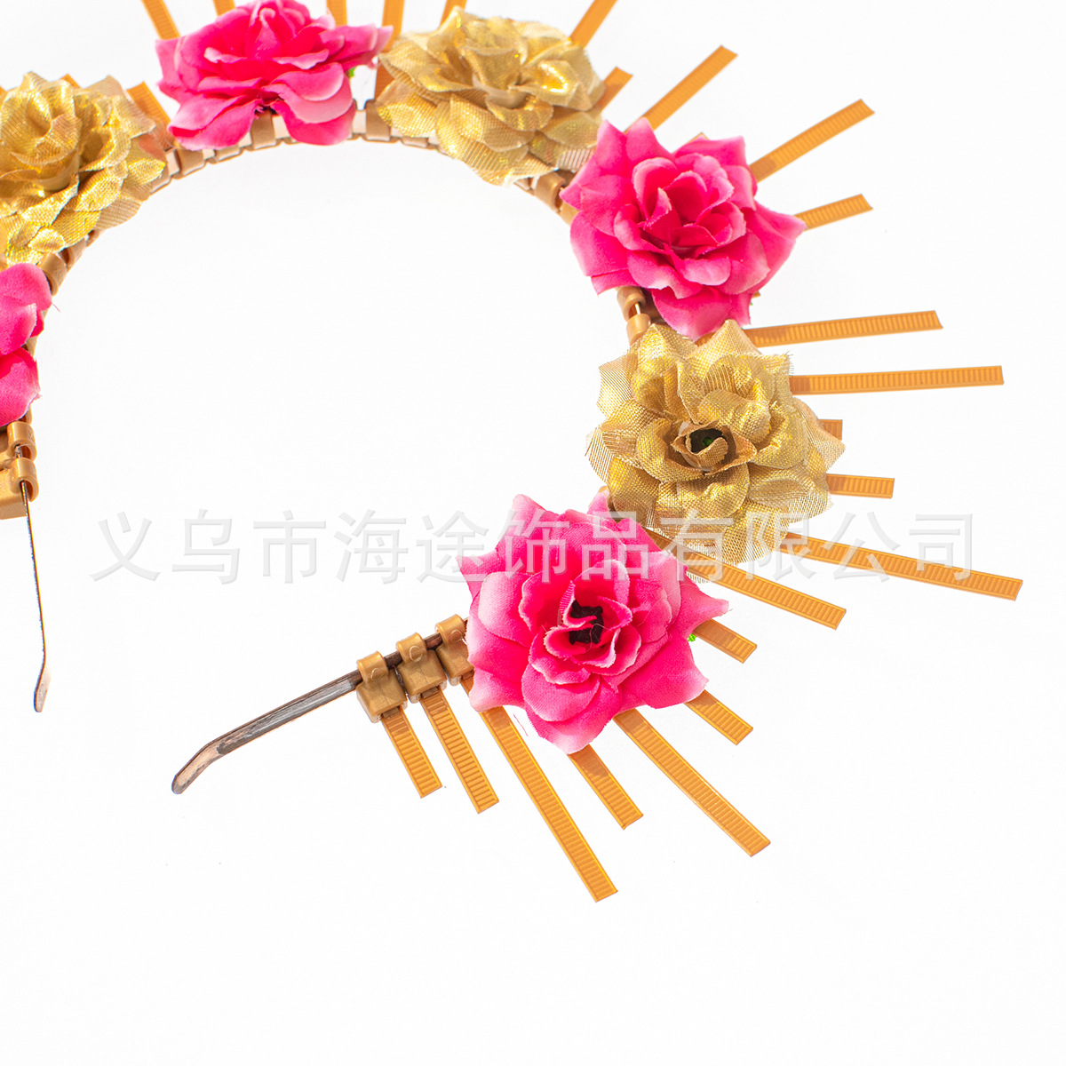 Wholesale of cross-border European and American fashionable forest-themed rose red flower crown hair bands and headbands, elegant and stylish bridal hair accessories pic 3