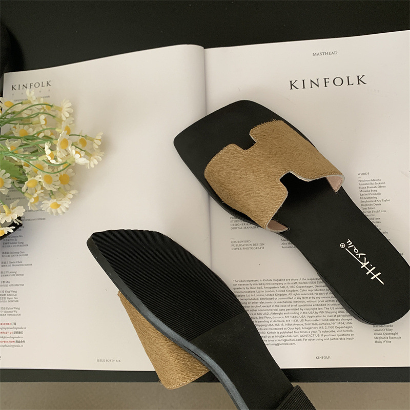 女士凉拖鞋外穿2024年夏季新款时尚百搭复古舒适平底防滑一字拖潮详情36