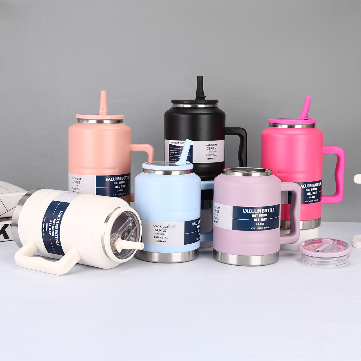 304不锈钢真空吸管保温杯大容量手柄吨吨桶户外便携双层运动水壶详情2