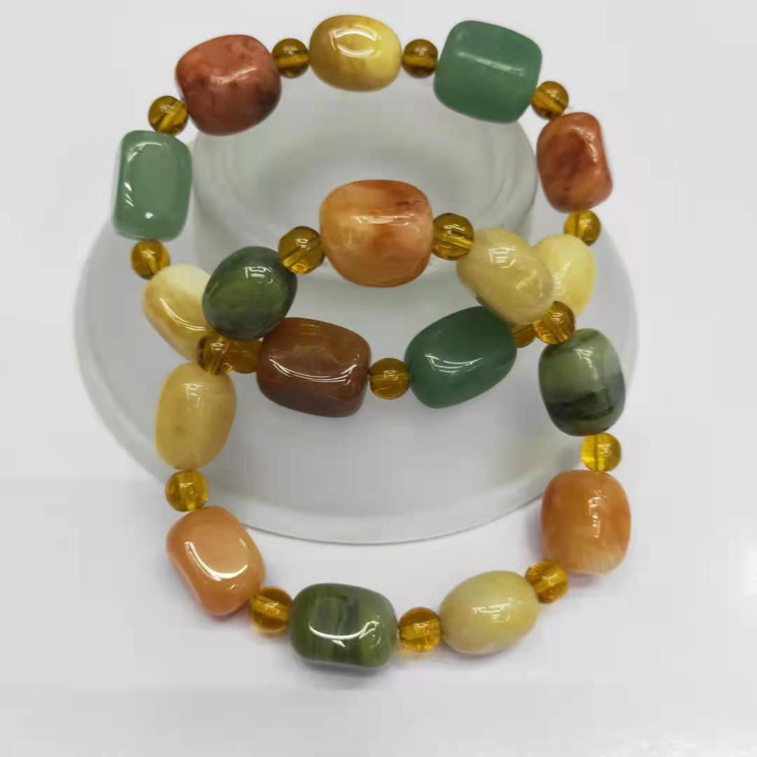 Jewelry and accessories, Xinjiang golden thread jade square irregular combination bracelet, Buddhist prayer beads, jade bracelet diy factory wholesale pic 10