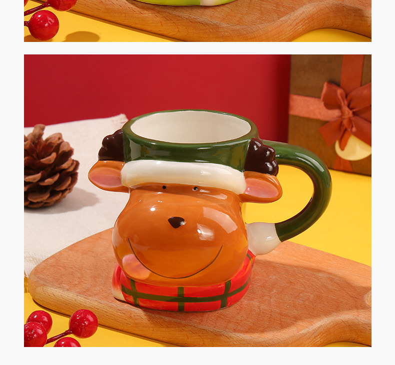 Creative cartoon mugs for female students, Korean version cute ceramic Christmas water cups with LIDS, milk mugs wholesale pic 18