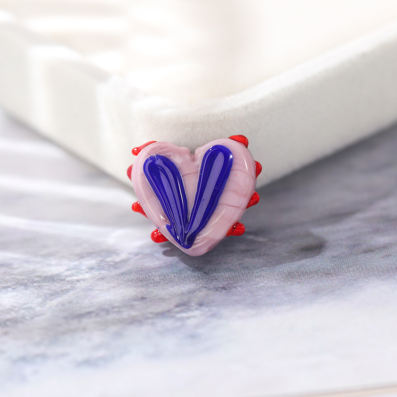 晗钰缘 爱心手绘兔耳朵点点琉璃珠子diy耳饰手链项链饰品材料批发详情7