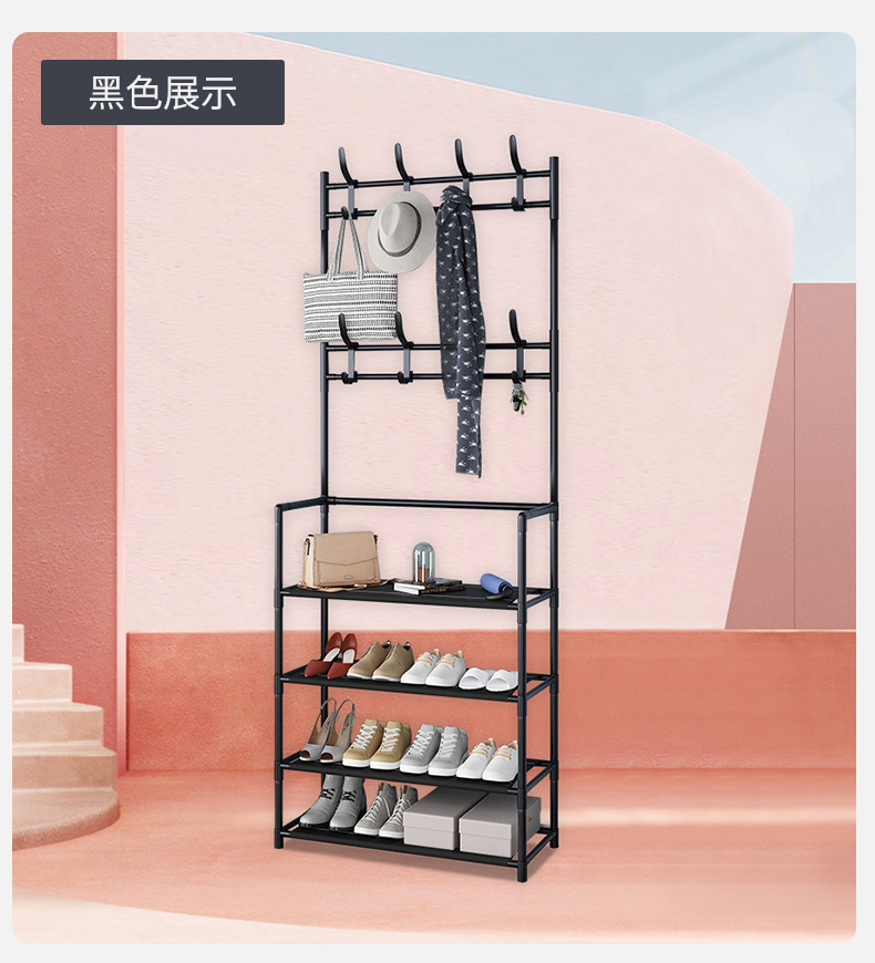 Entrance hall storage shoe rack, simple shoe and hat rack, floor coat and hat rack, integrated combination rack, bedroom and living room coat and hat rack pic 13