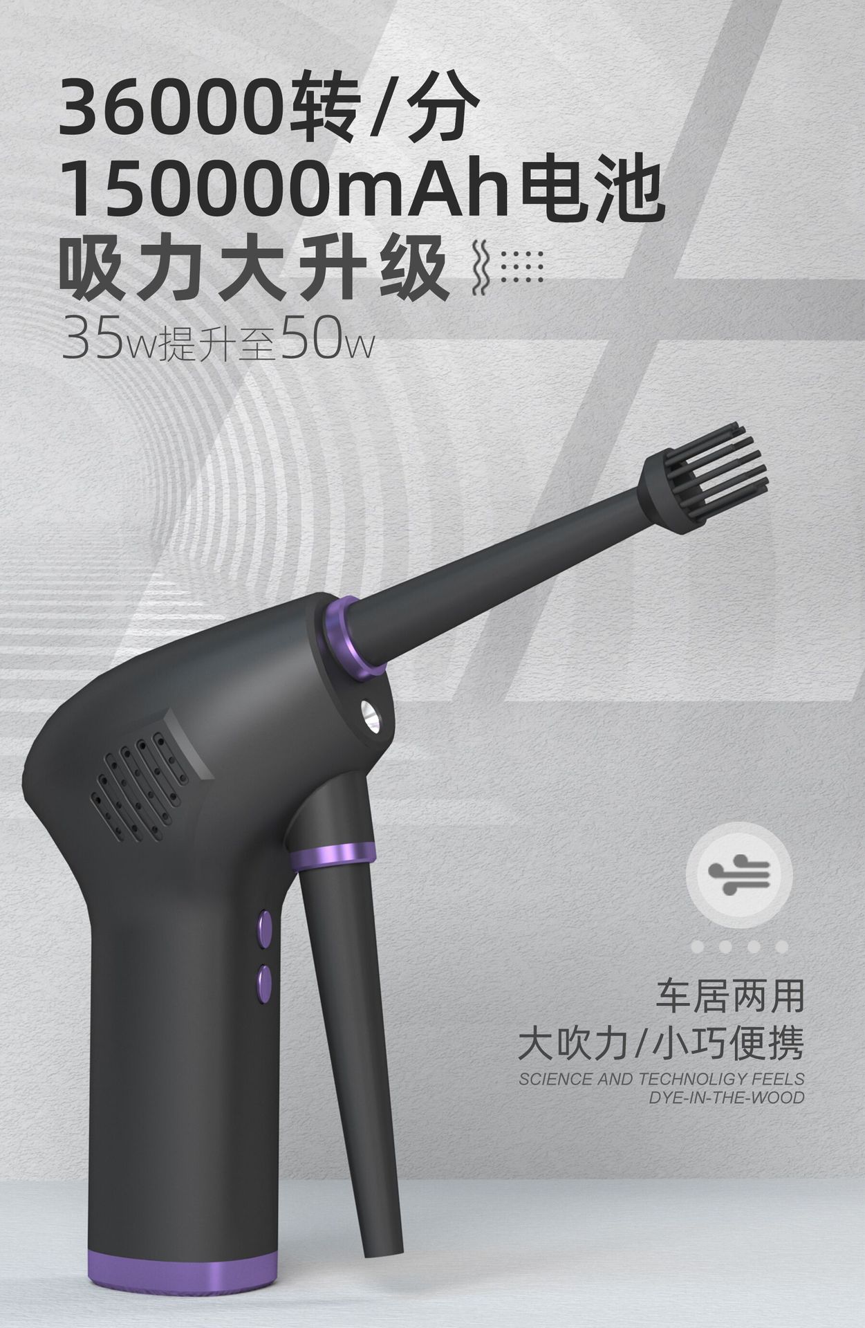Dust blower, USB computer keyboard, dust collector, vehicle-mounted wireless high-power pneumatic gun, portable small 201 dust blower, blower, 6000mAh pic 3