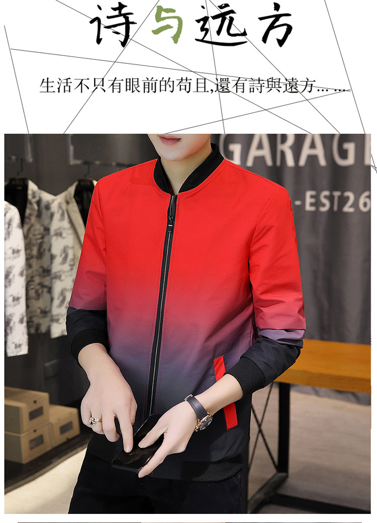 Comercio exterior primavera/otoño 2022 chaqueta versátil para hombres versión coreana slim fit baseball wear tendencia para hombres gradiente de estilo casual abrigos pic 11