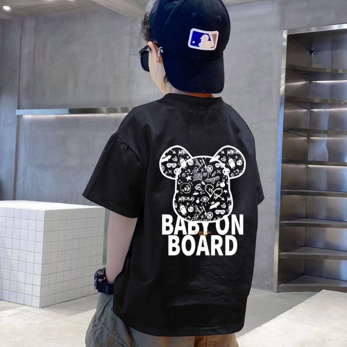 Children's clothing: Pure cotton short-sleeved T-shirt for boys, sweat-absorbing and versatile top for adults, new summer style, children's and boys' base layer pic 14