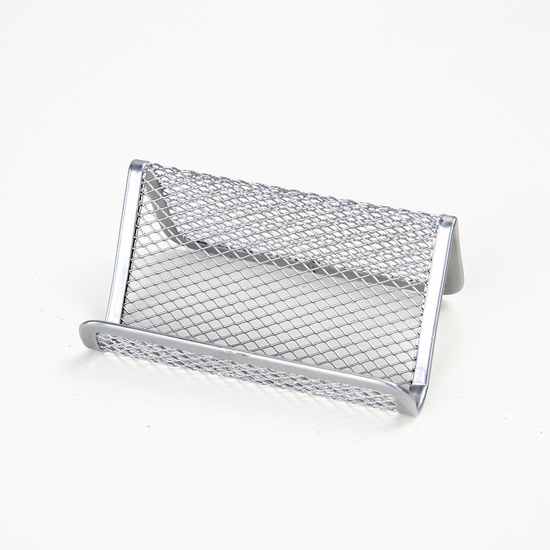 Wholesale of hotel front desk iron anti-rust business card holders, office and business business card boxes, and black metal wire mesh business card racks pic 5