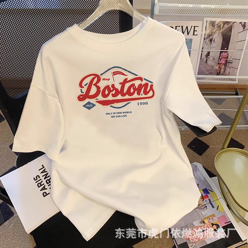 国潮短袖t恤女新款韩版宽松百搭半袖洋气上衣女士夏季短袖外贸货源详情9