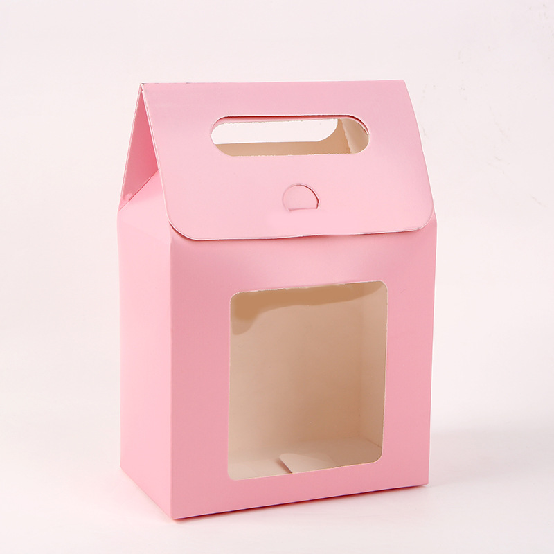 White card open window hand-held packaging bag, kraft cookie box, dessert bag, food paper bag, candy nougat bag pic 5