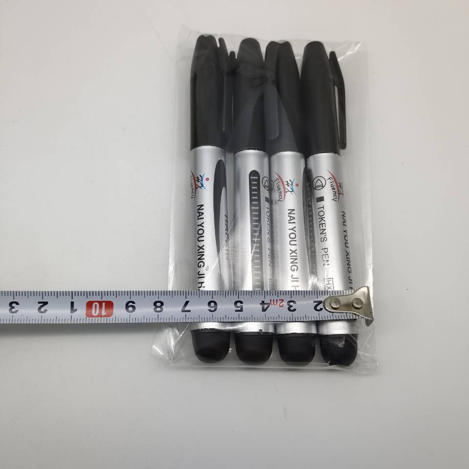 4 marker pens in a bag: large large-headed pen, black ink-filled large-headed pen, blue and red oil-based express logistics pen pic 3