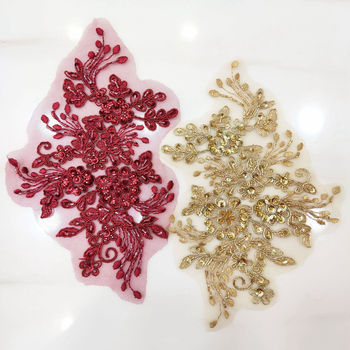 手工缝珠立体刺绣DIY现货童装晚礼服花边装饰辅料钉珠蕾丝贴花详情48