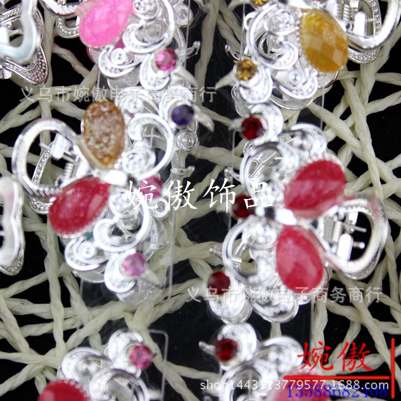 Alloy diamond-encrusted small claw clips, grab clips, hair clips, gold and silver, Yiwu two-yuan store small commodity headwear wholesale pic 70