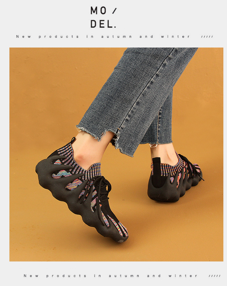 飞织椰子鞋女夏季薄款老爹透气八爪鱼火山袜子鞋休闲跑步运动女鞋详情10