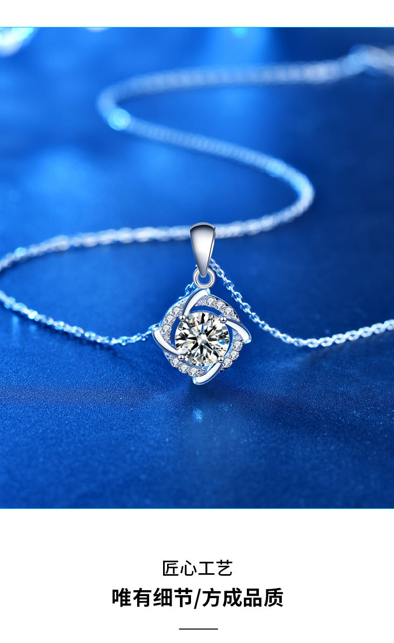 925 sterling silver windmill necklace, new Korean version for women, faux diamond Moissanite pendant, elegant collarbone neck chain accessory pic 22