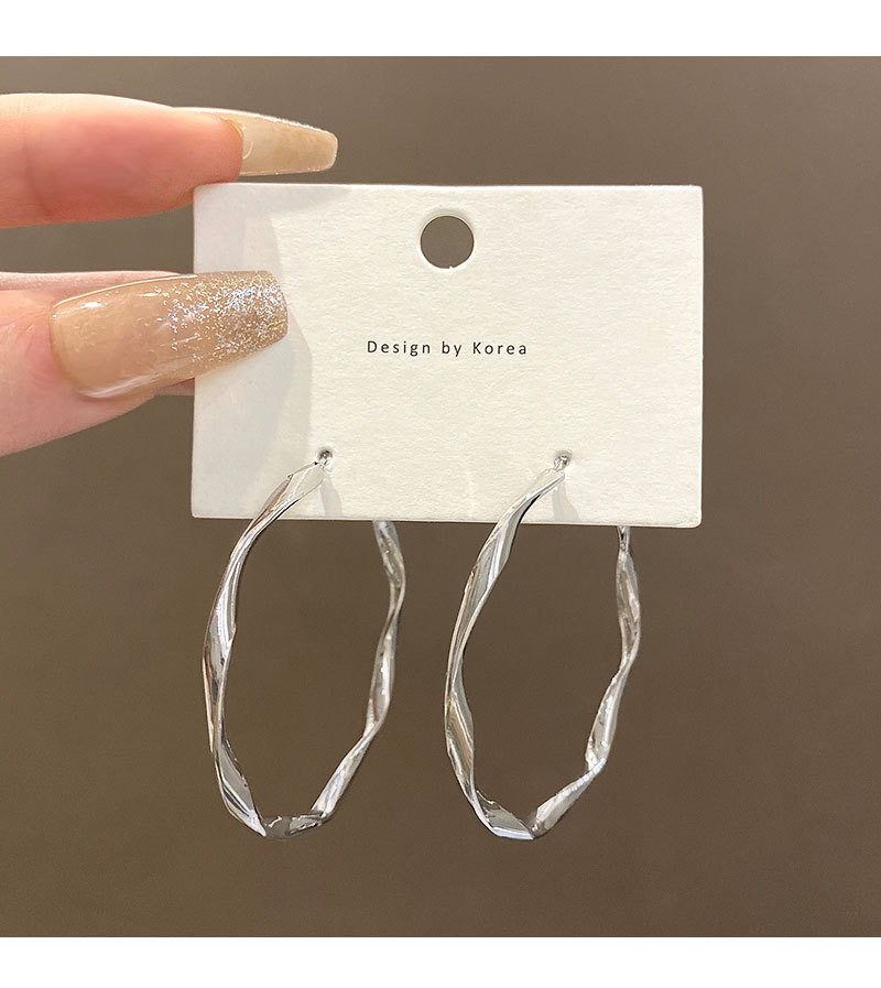 925银针圆脸显瘦大圆圈耳环女高级感轻奢气质不规则耳圈耳饰批发详情15