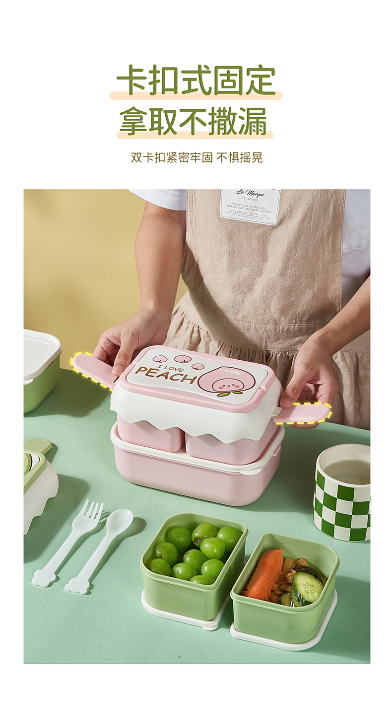 Large-capacity lunch box, high appearance level, student double-layer portable lunch box, office microwave oven-heated ins lunch box pic 4