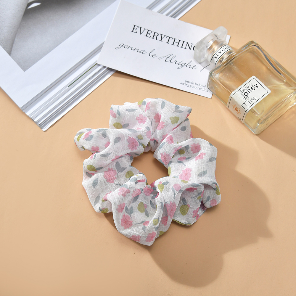 韩版简约ins风小清新大肠发圈头绳森林系碎花格子发饰小饰品批发详情5