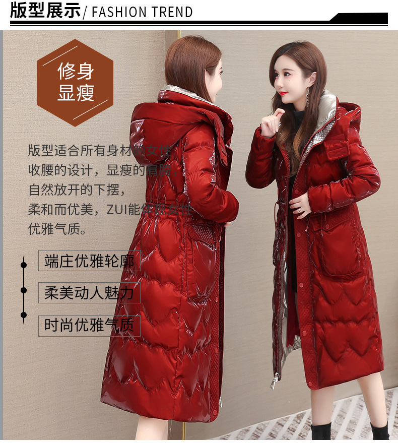 Estilo elegante con capucha nueva chaqueta para mujeres invierno 2022 temperamento con cordones slim estilo medio largo abrigo para mujeres pic 5