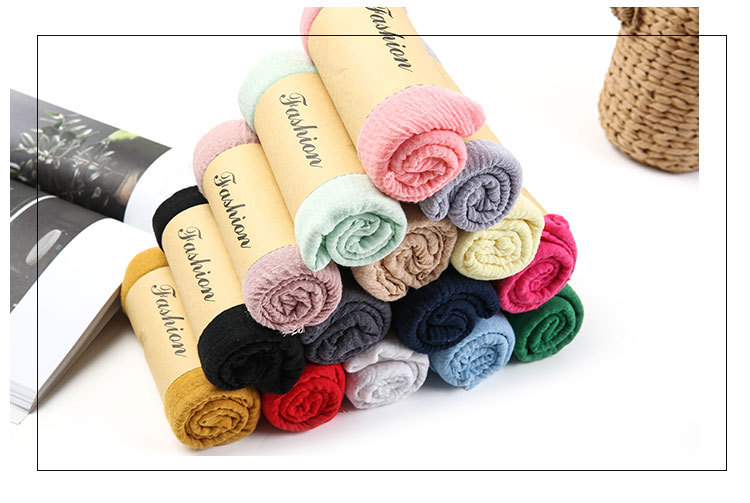 New solid-color long scarves for sun protection, single-color versatile shawls, cotton, linen and silk scarves in stock from the manufacturer, custom-dyed wholesale pic 23