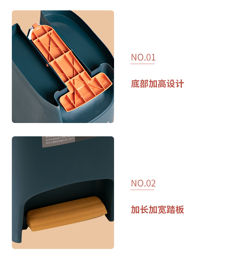 Household covered foot pedal silent slow-lowering trash can, large-capacity kitchen hand-press type non-dirty hands, office trash can pic 21