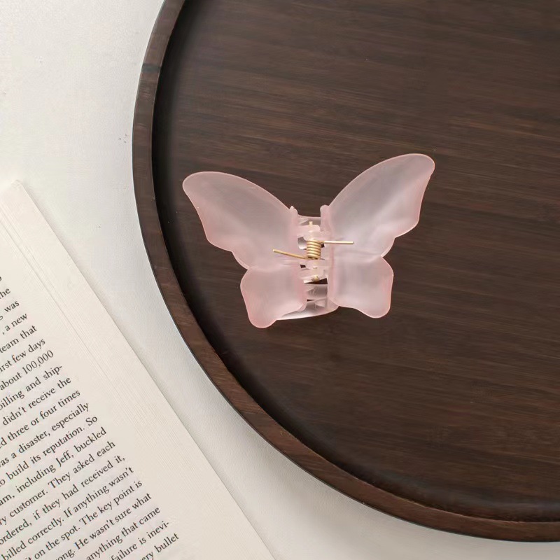 Frosted jelly-colored butterfly hair grabber for women, Korean back head color semi-transparent grabber, simple hair accessory trend pic 5