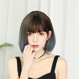 Wig wig, real human hair, natural and cute collarbone hair, Bob hairstyle, medium and long hair, wig head cover manufacturer wholesale pic 4