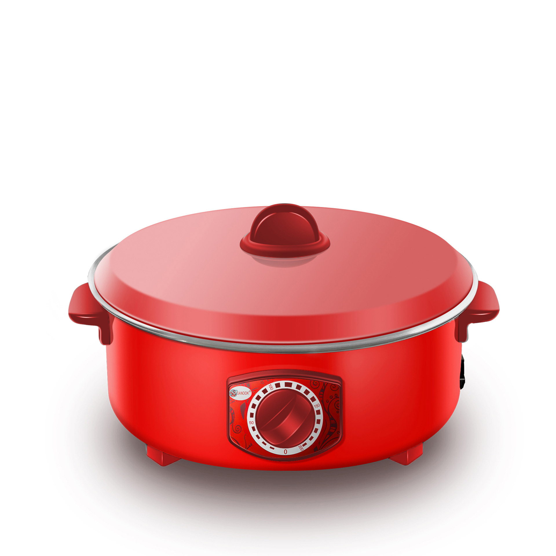 Export electric cooking pot, red electric stir-frying pot, multi-functional electric hot pot for steaming, boiling and stewing, Southeast Asia, Myanmar, Thailand red pot pic 13