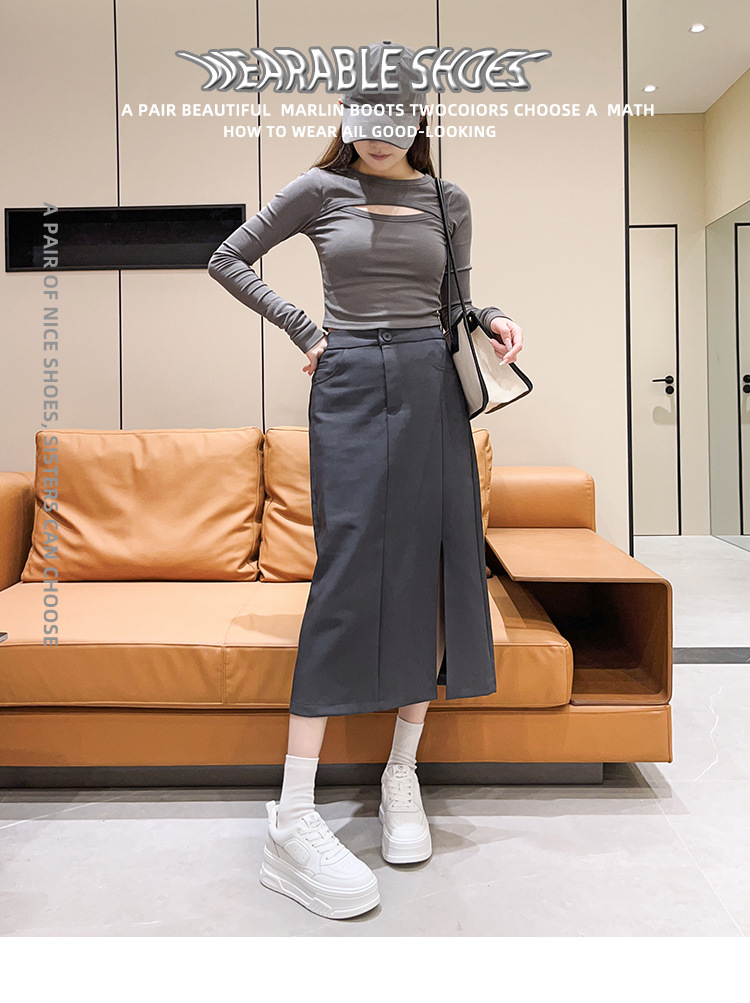 2023 New round toe thick-soled insole height-increasing genuine leather spring and summer white sneakers for women, versatile sports and casual shoes pic 5