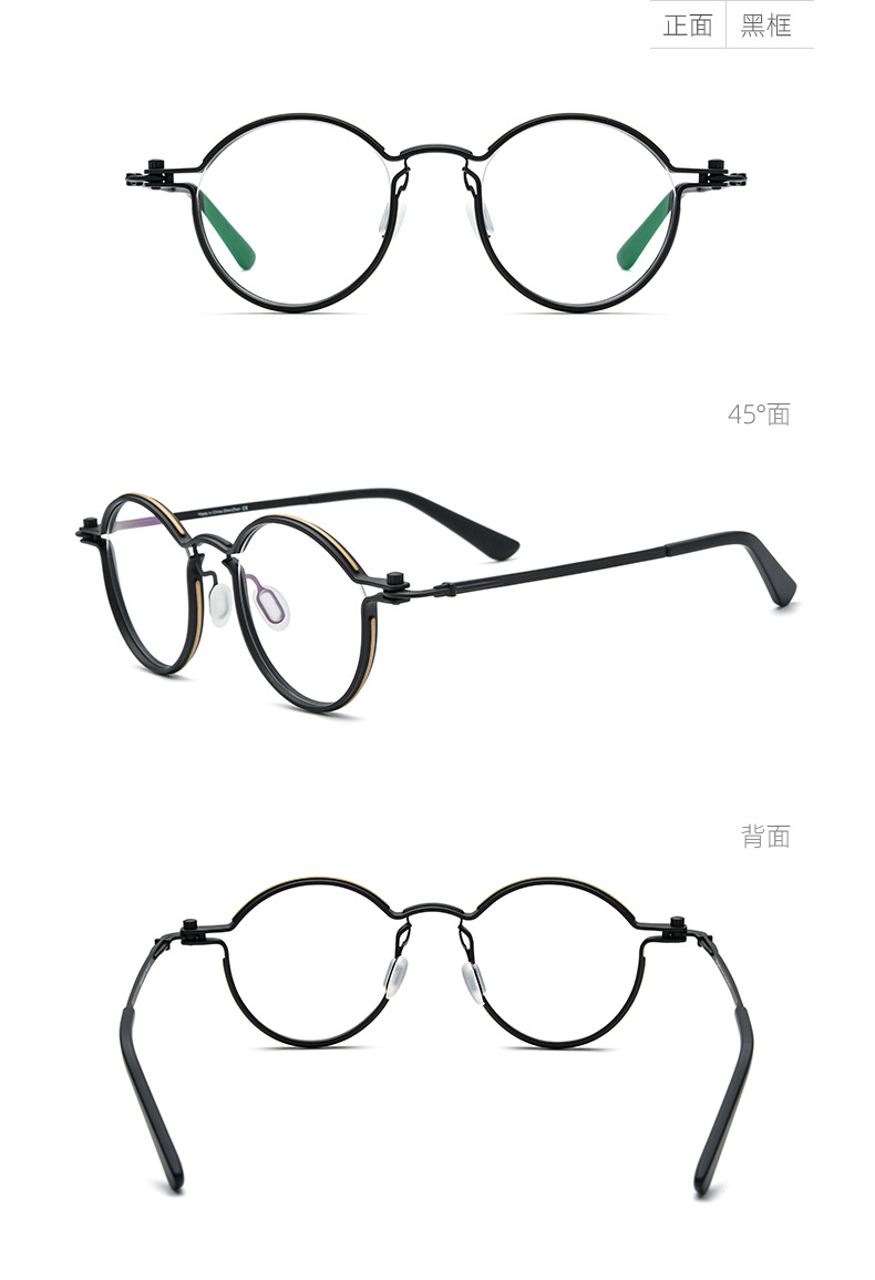 Pure titanium Italian handcrafted glasses frame round frame for men and women steampunk motorcycle can be paired with myopia glasses and plain glasses. New pic 15