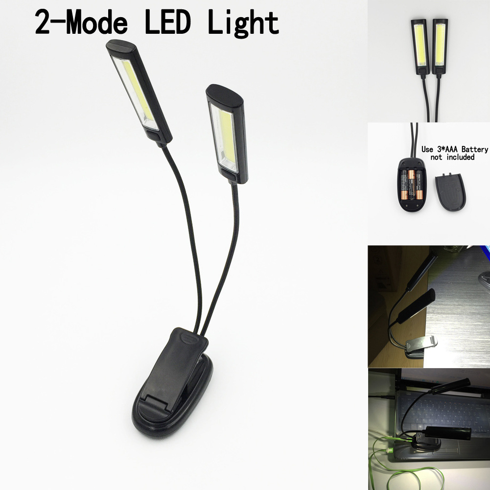 Dual-head book lamp with multi-angle adjustable battery type lighting pic 2