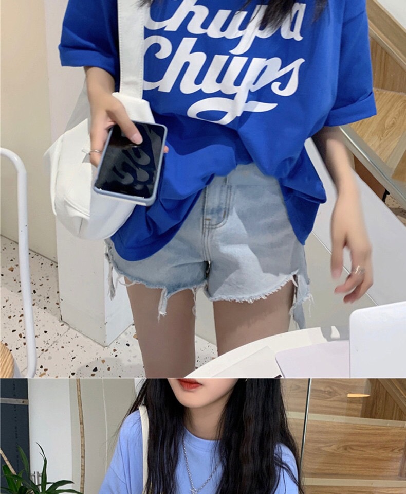 宽松圆领中长款短袖T恤女夏季时尚韩版棉质舒适减龄休闲上衣代发详情8