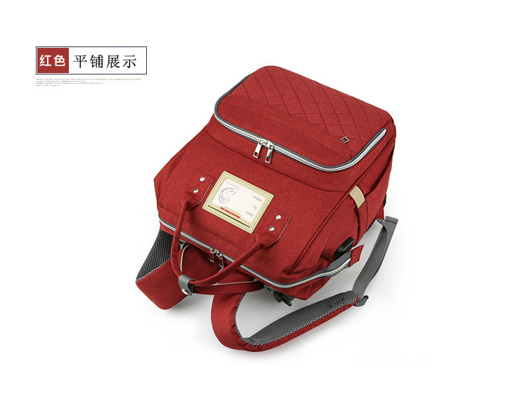 Nuevo modelo mommy bag cama cama plegable baby bag mamá multifuncional recargable impermeable bordado hilo mochila cama cross-border blast pic 38