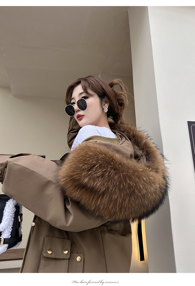 The real photographer overcomes the short and petite girl with a detachable inner liner made of rex rabbit fur 貉子 fur collar haining fur coat for winter pic 32