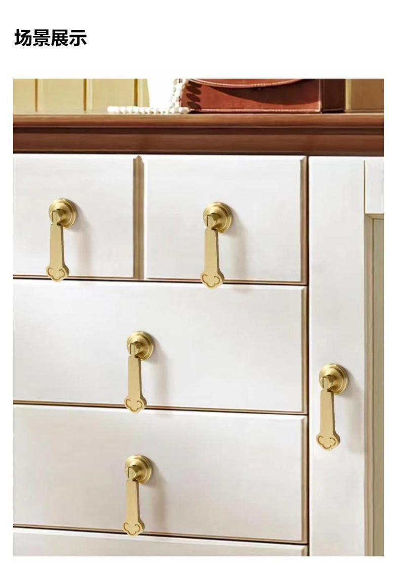 New Chinese-style solid handle zinc alloy single-hole light luxury furniture hardware wardrobe, cabinet drawer door handle is now available pic 4
