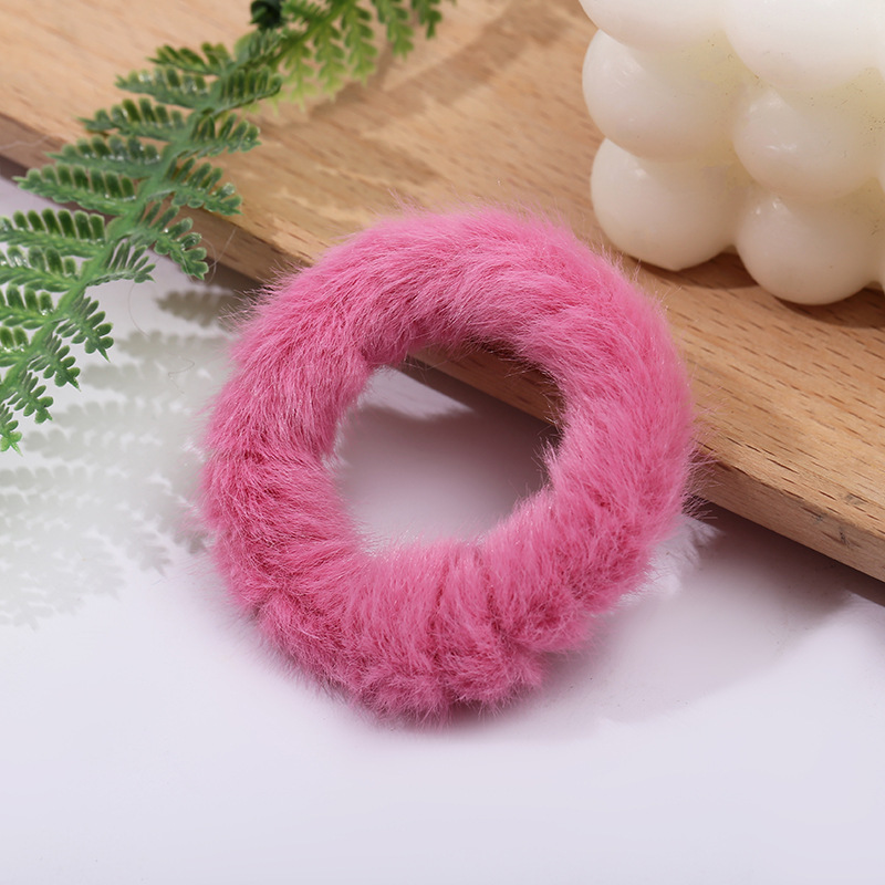 Korean style hair bands, simple autumn and winter plush bun hair ties, fashionable candy-colored sweet hair tie hair accessories wholesale pic 8